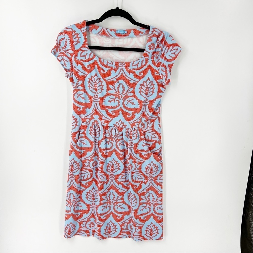 ✅ J. MCLAUGHLIN FLORAL CAP SLEEVE TOP DRESS SIZE SMALL WITH POCKETS